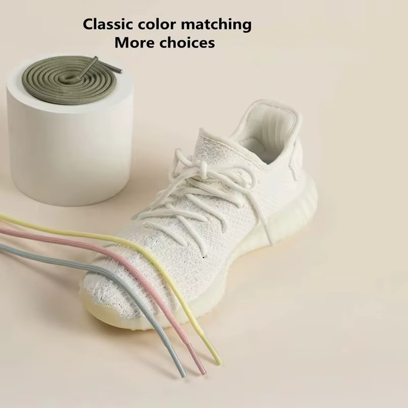 Yezy-Lacets Ronds en Polyester Blanc Cassé pour Chaussures de dehors