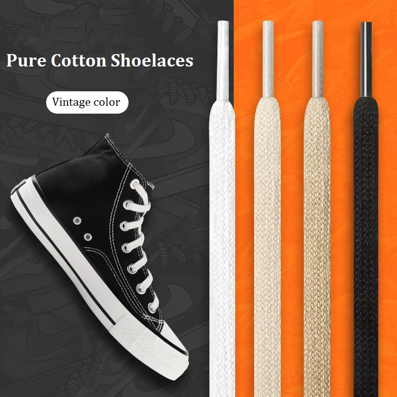 1 Paire de Lacets Plats en Coton de Haute Qualité pour Baskets et Chaussures en Toile