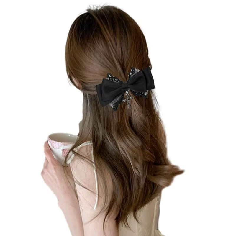 Barrette à cheveux gothique avec nœud en dentelle, coiffure mignonne élégante, épingle à cheveux H7EF