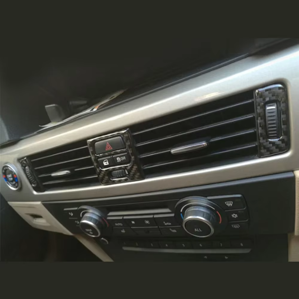 Autocollant intérieur en fibre de carbone pour voiture, garniture de sortie d'aération centrale, accessoire automatique, BMW E90, E92, E93, nouveau, 5 pièces
