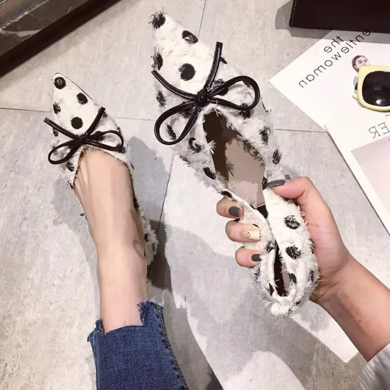 Chaussures pour dames avec nœud élégant fête bout pointu vacances jeune sans lacet printemps Style coréen Chic