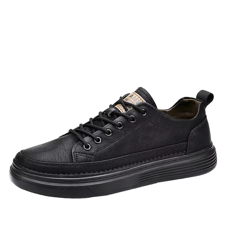 Automne noir baskets hommes mode à lacets plat chaussures de Sport décontractées tout-match en plein air léger Homme