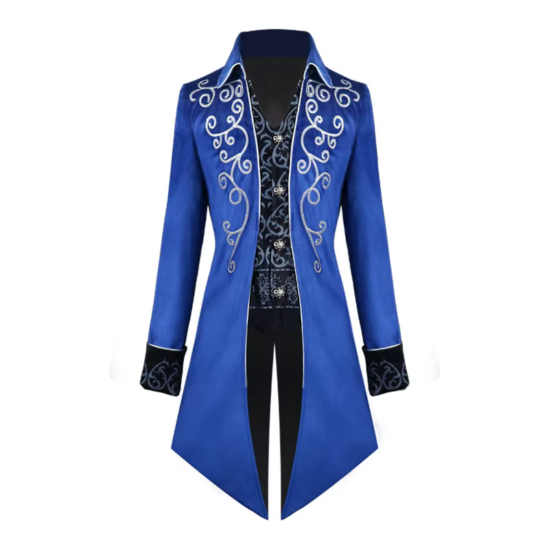 Veste Brodée Gothique pour Homme, Costume Renaissance, Steampunk, Tailcoat Vintage, redingote Médiévale, Manteau de Style Rétro