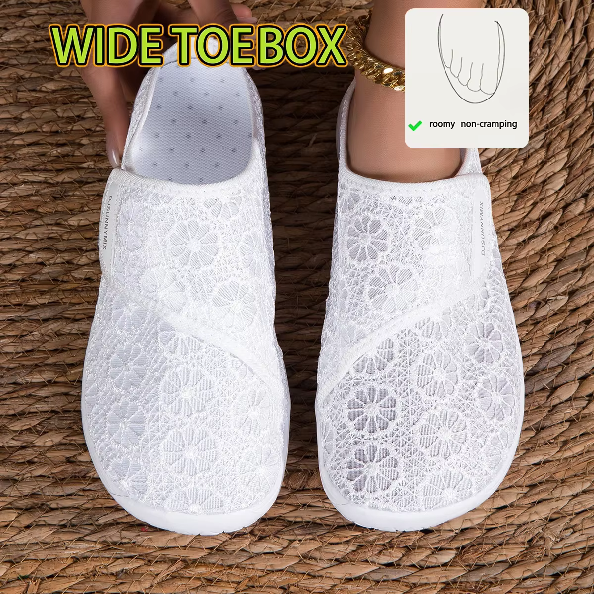 DJSUNNYMIX Chaussures d'été décontractées orthopédiques pour pieds larges et enflés