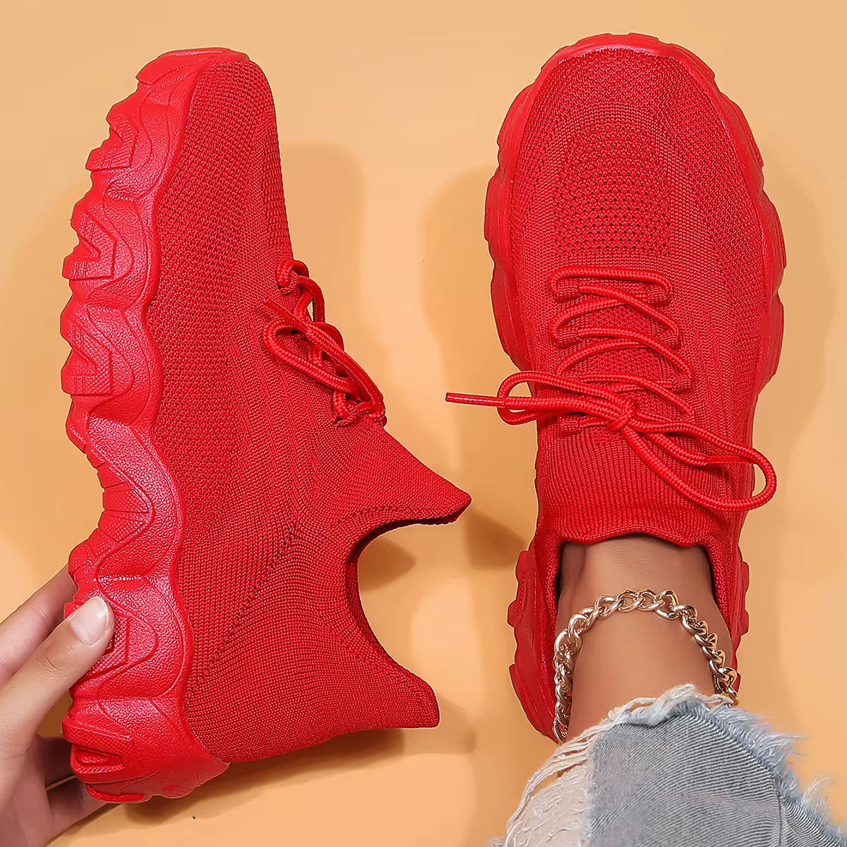Printemps rose chaussures décontractées respirant maille baskets pour femmes
