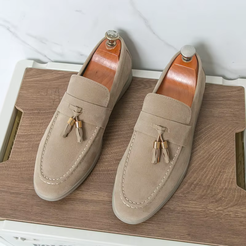 Designer hommes mocassin glands sans lacet mocassins chaussures en cuir suédé
