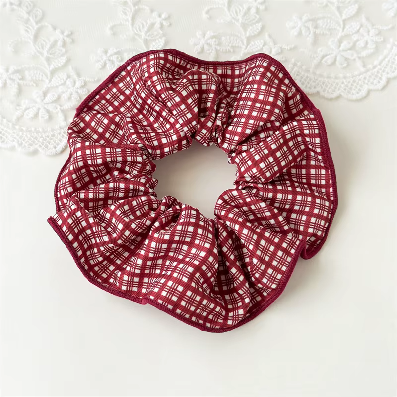 Série rouge à pois motif à carreaux nœud à volants bandeau de cheveux haute Onytail élastique bandeau de cheveux doux et mignon accessoire de cheveux