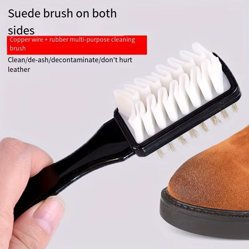 1 brosse de nettoyage pour chaussures en daim et cuir avec gomme