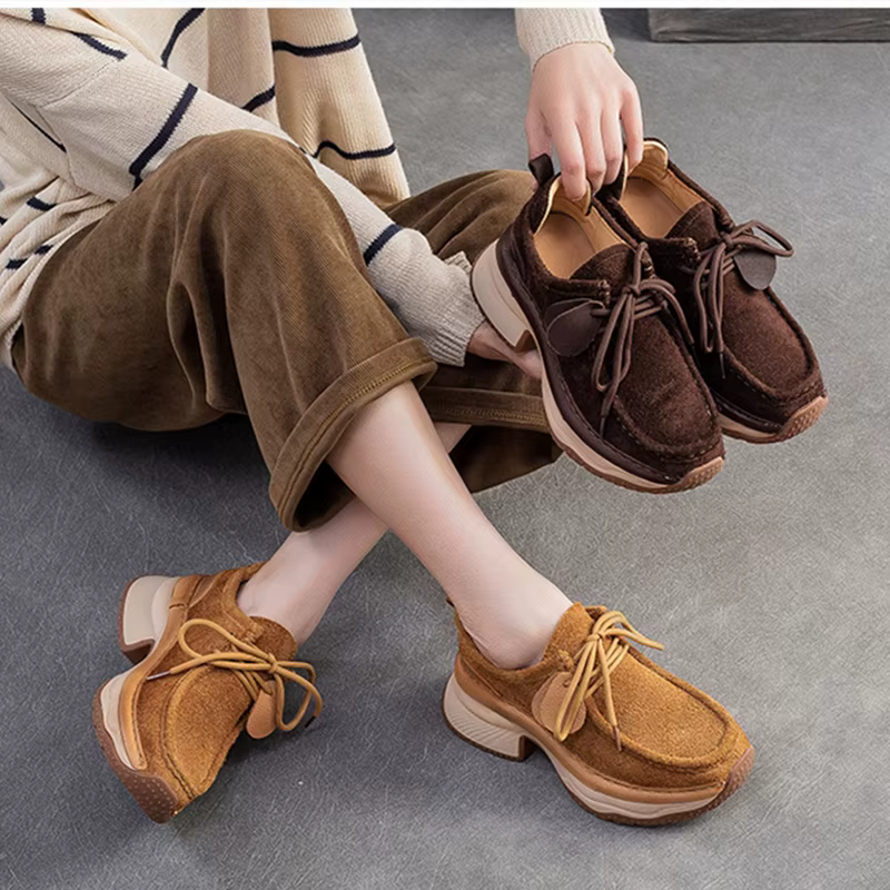 AIYUQI baskets pour femmes chaussures en cuir véritable à semelles épaisses