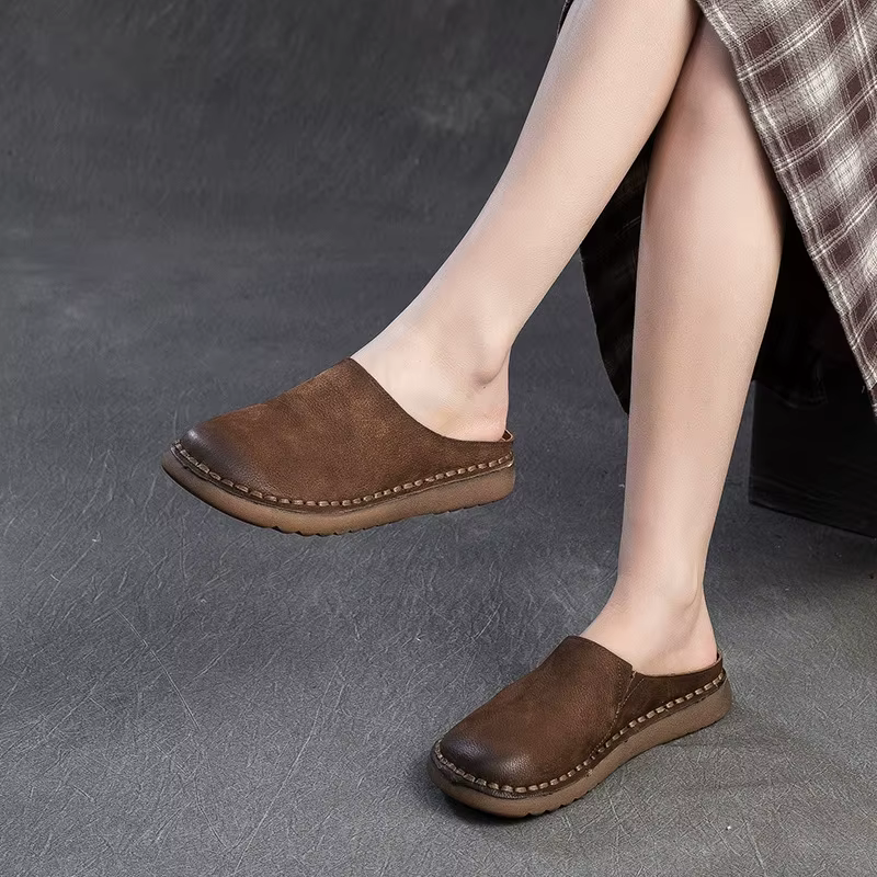 GKTINOO 2026 Nouvelles sandales plates d'été en cuir véritable à semelle souple