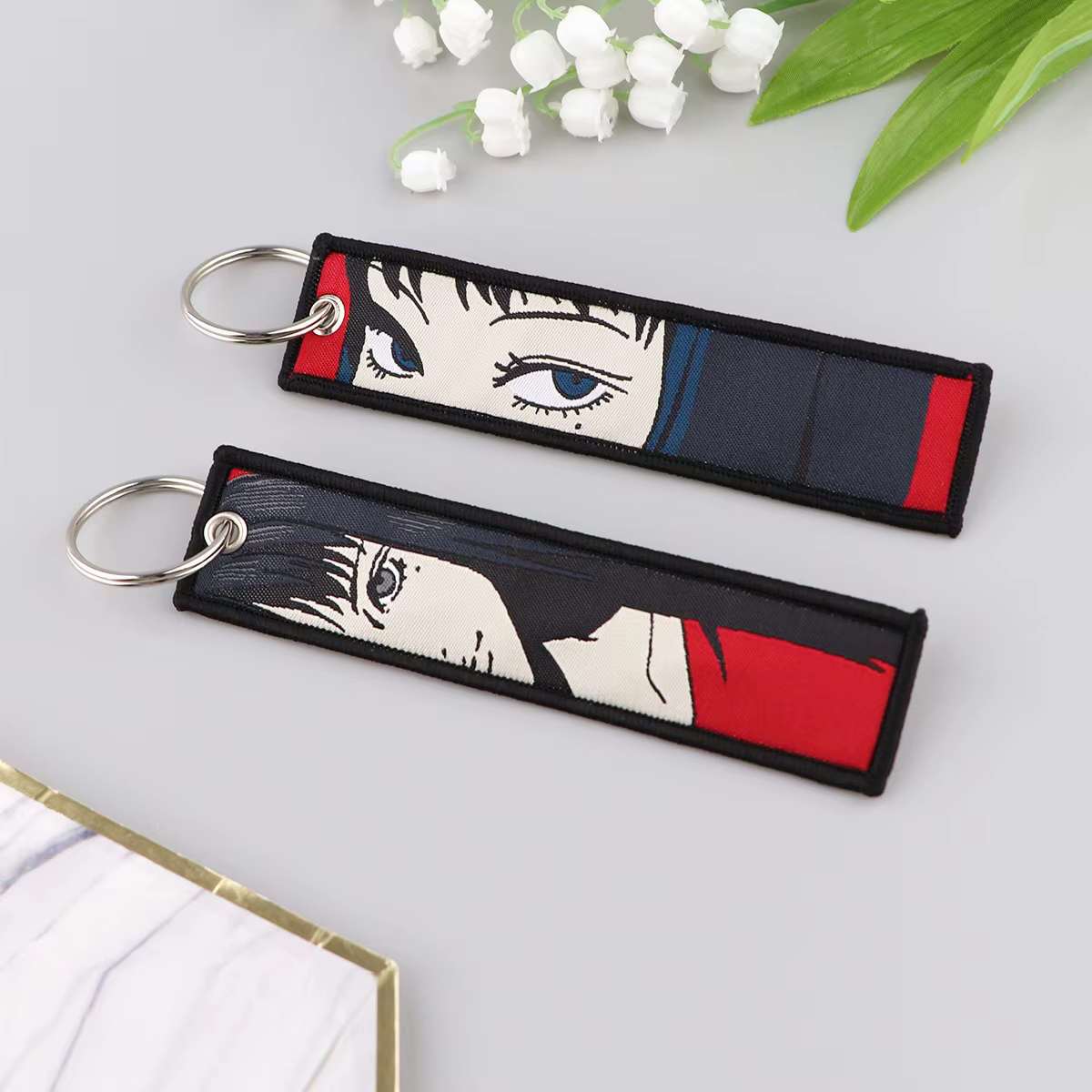 Porte-clés Anime Horror japonais pour hommes et femmes, porte-clés de voiture Hurcycles, porte-clés brodé, accessoires d'étiquette