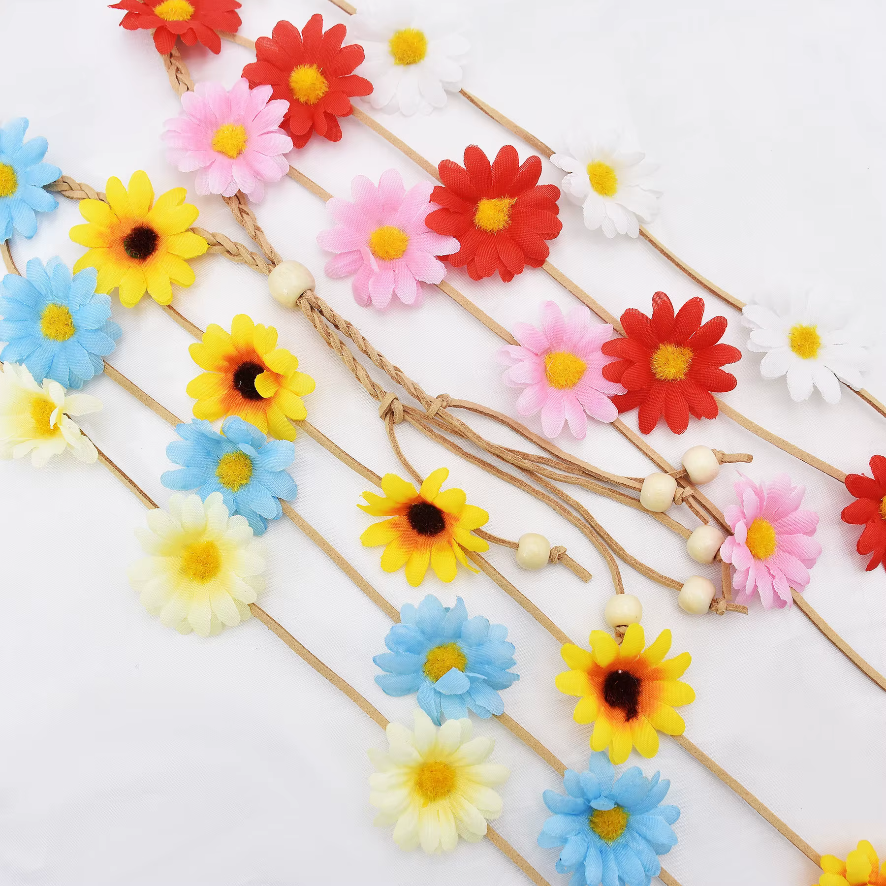 Fleur Hippie bandeau couronne florale Behemain tournesols perles ajuster fleur coiffure cheveux accessoires
