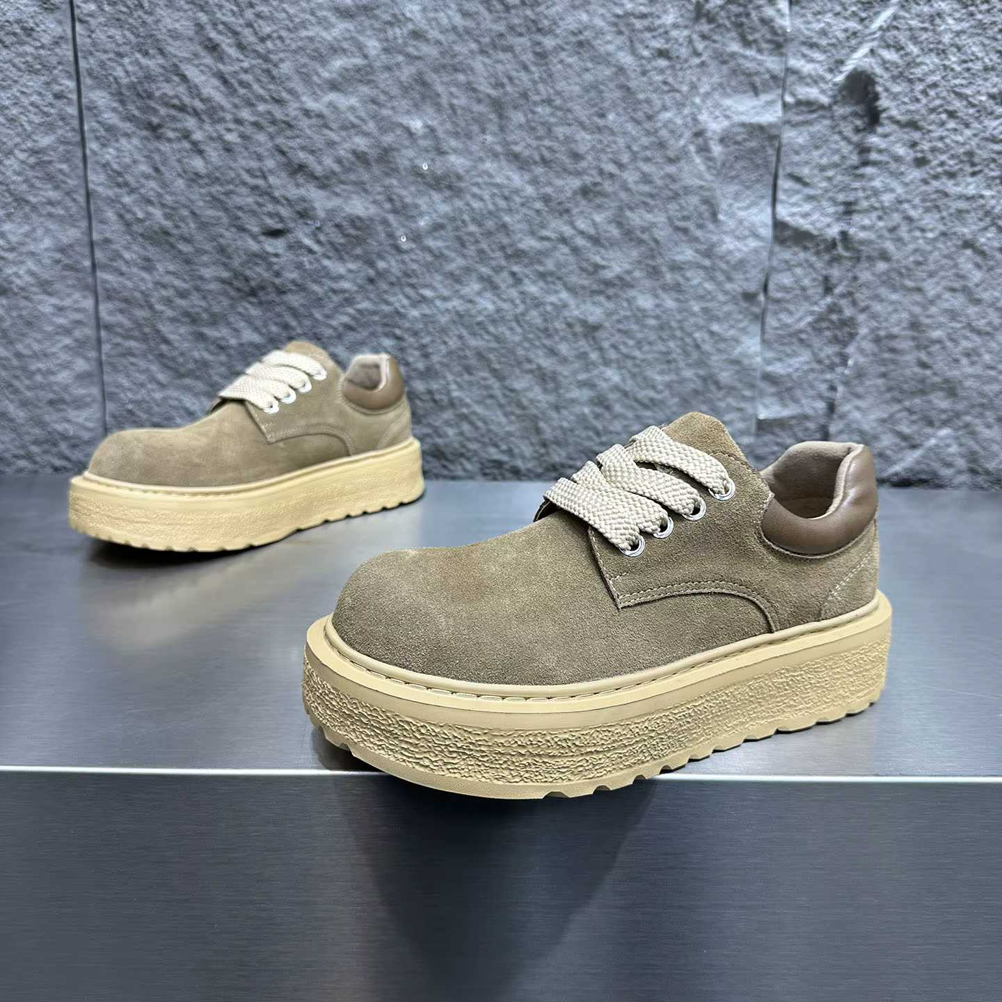 Chaussures Derby Rétro Style Britannique 2026 pour Hommes - Plateforme Rehaussante Antidérapante et Résistante à l'Usure
