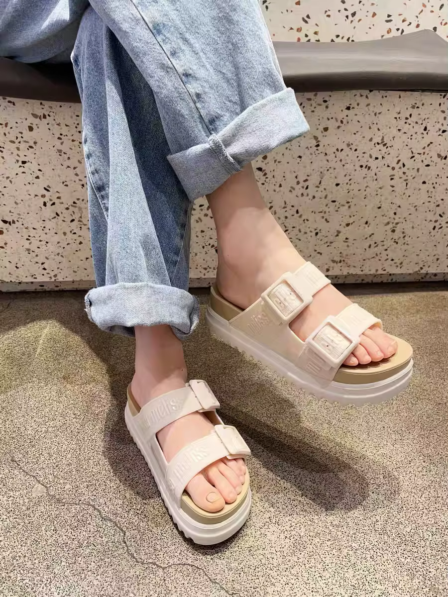 Mini Melissa été mode transfrontalière femmes décontracté plate-forme pantoufles dames sans lacet semelle épaisse glisser fille chaussure de plage 35-40