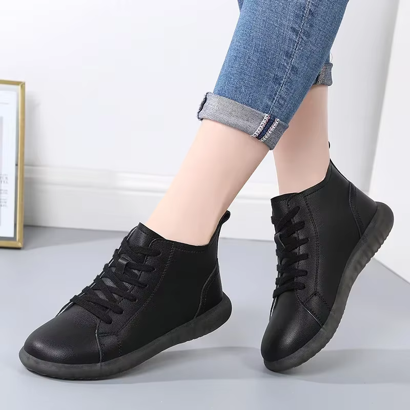 Chaussures décontractées imperméables en cuir véritable de haute qualité pour femmes