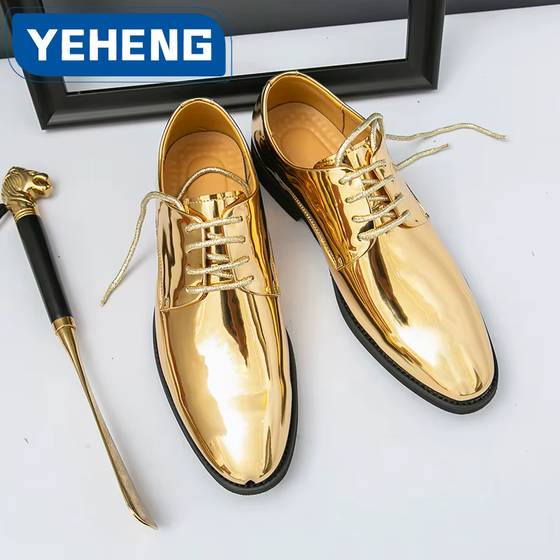 YEHENG Chaussures habillées métalliques brillantes pour hommes