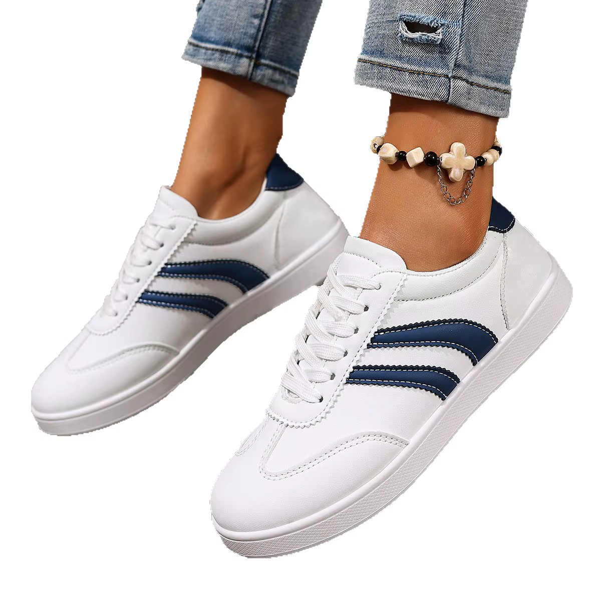 Baskets plates en cuir souple pour femme