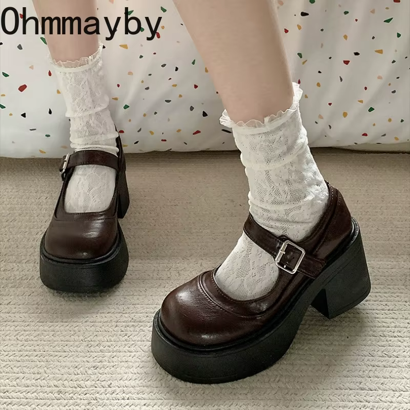 Chaussures Mary Jane noires y2k à talon pour femmes