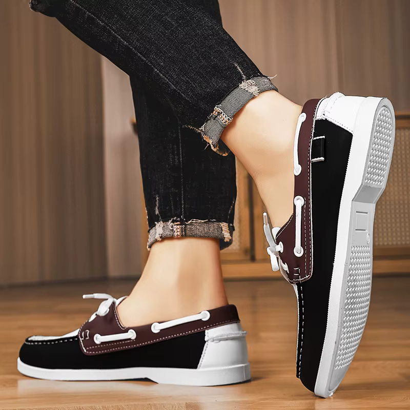 Hommes mocassins Design bateau chaussures en cuir PU de haute qualité confortable sans lacet doux plat polyvalent à la