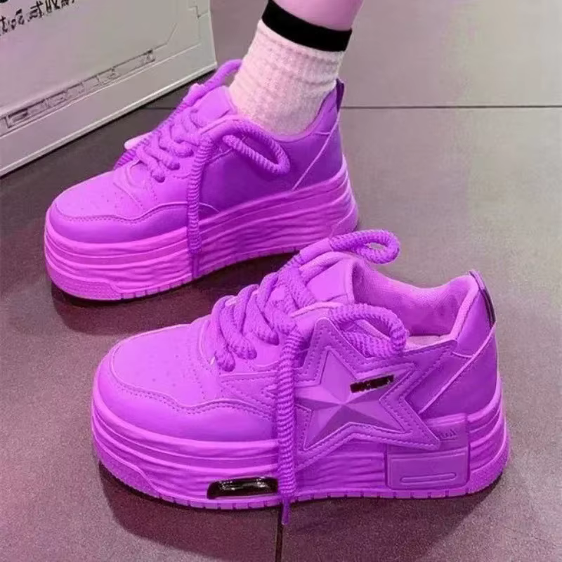 Tendance femmes grosses baskets nouvelle mode doux chaussures décontractées exquise dentelle