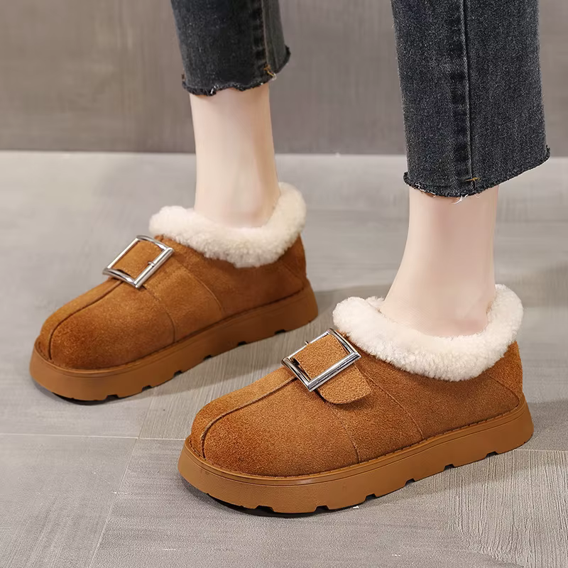 2025 chaussures d'hiver femmes bottes en daim chaud en peluche plat antidérapant froid hiver mode dames cheville