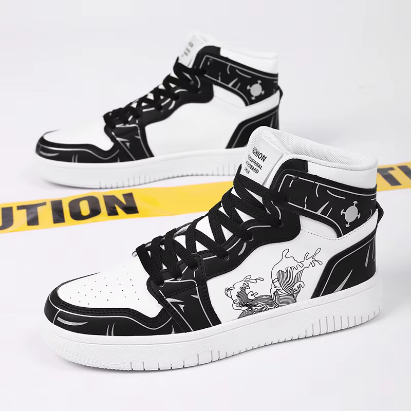 Baskets montantes en cuir plat pour hommes