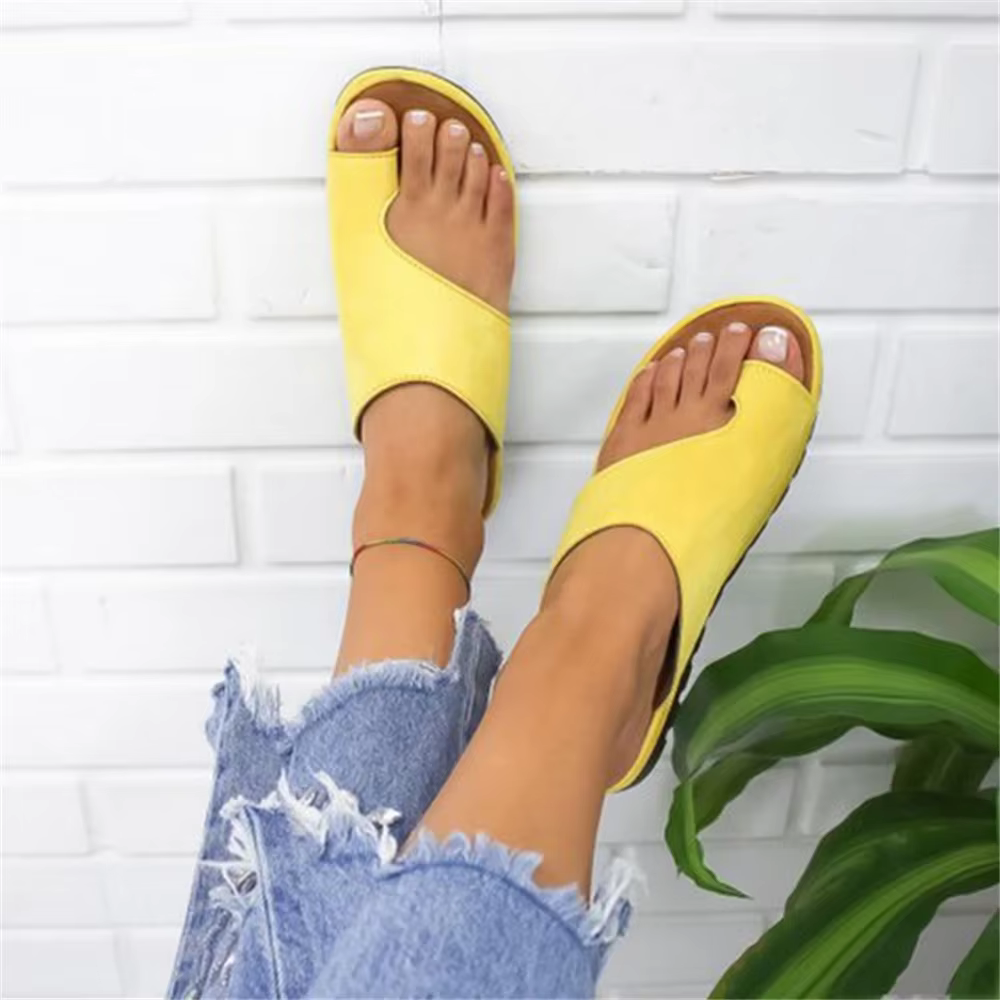 Nouvelles femmes pantoufles semelle plate décontracté doux gros orteil pied sandale