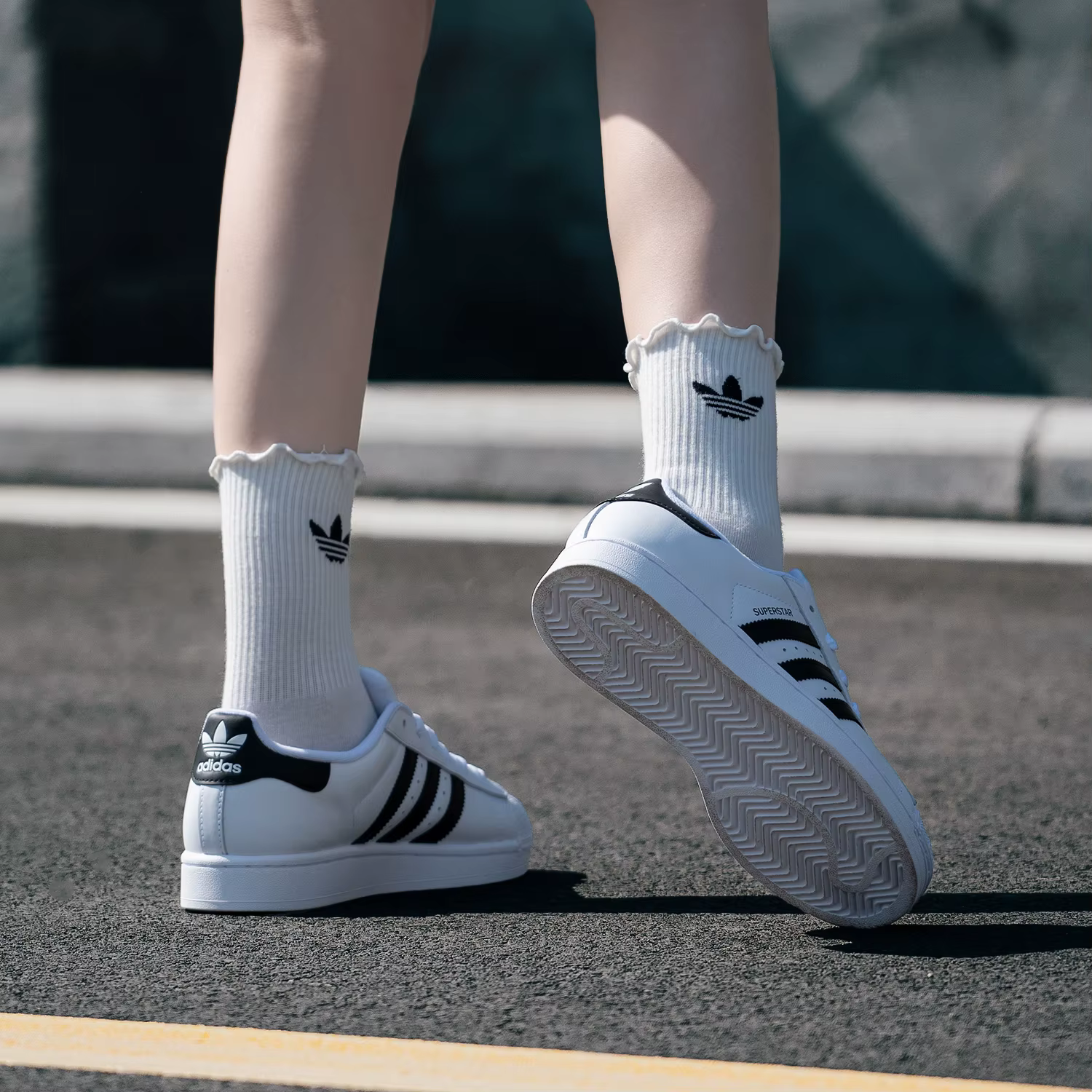 Adidas Chaussures pour hommes et femmes Trefoil Superstar Ii Sneakers Shell-Toe Retro Casual