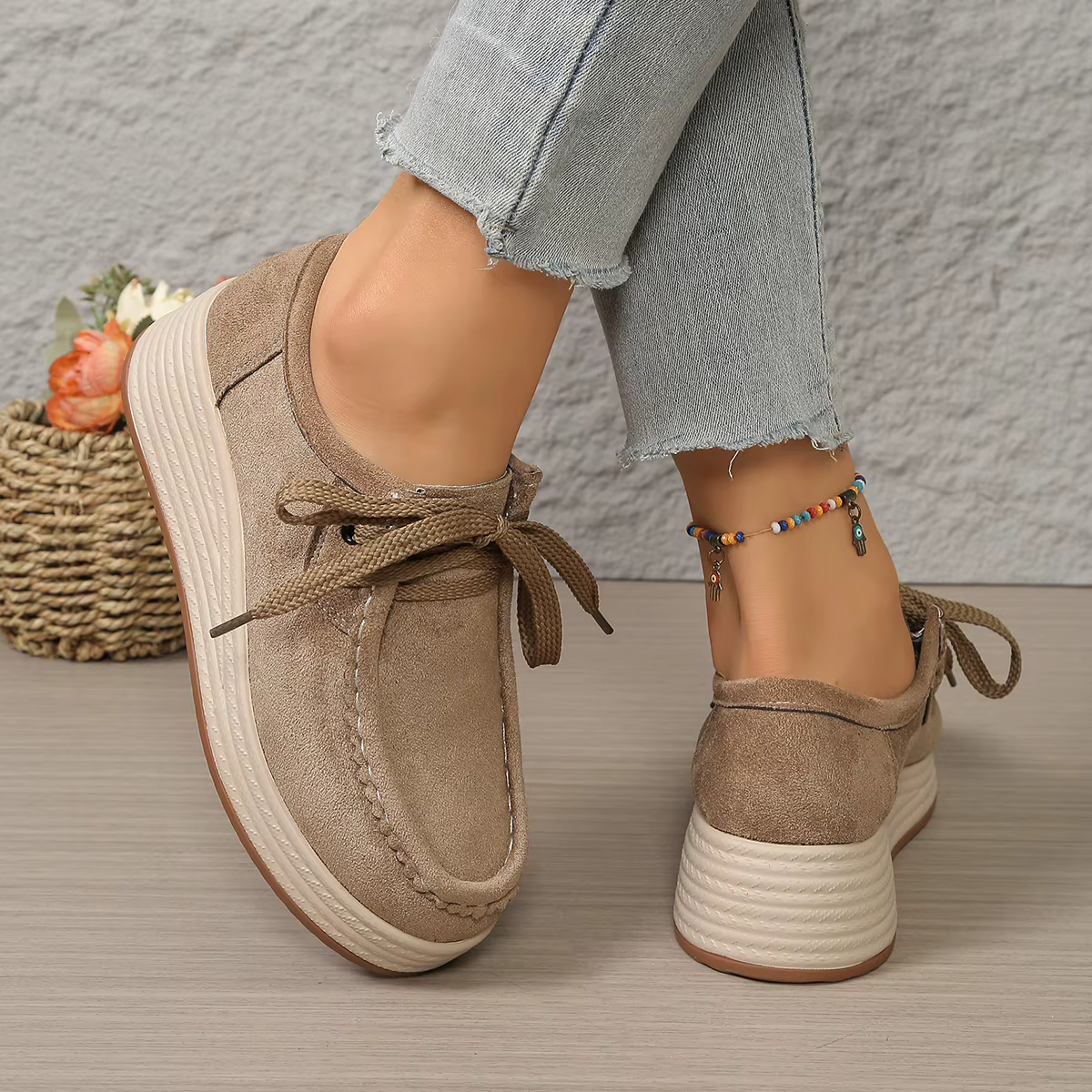 Chaussures de sport rétro de couleur unie pour femmes