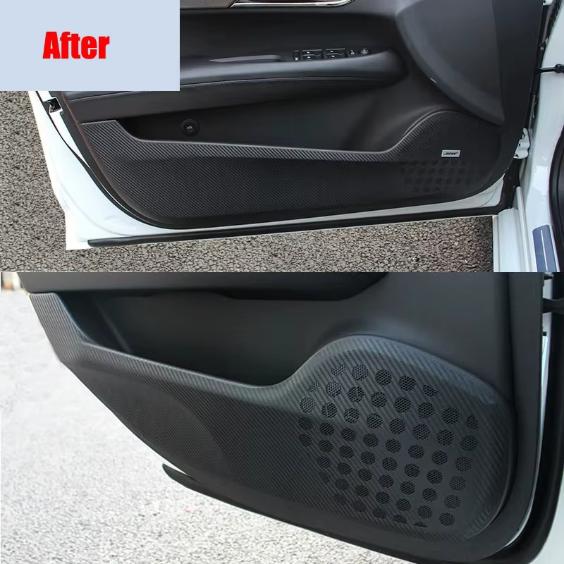 Accessoires de voiture, autocollant de protection anti-coup de pied en fibre de carbone pour l'intérieur des portes latérales, pour Cadillac ATSL, style automobile