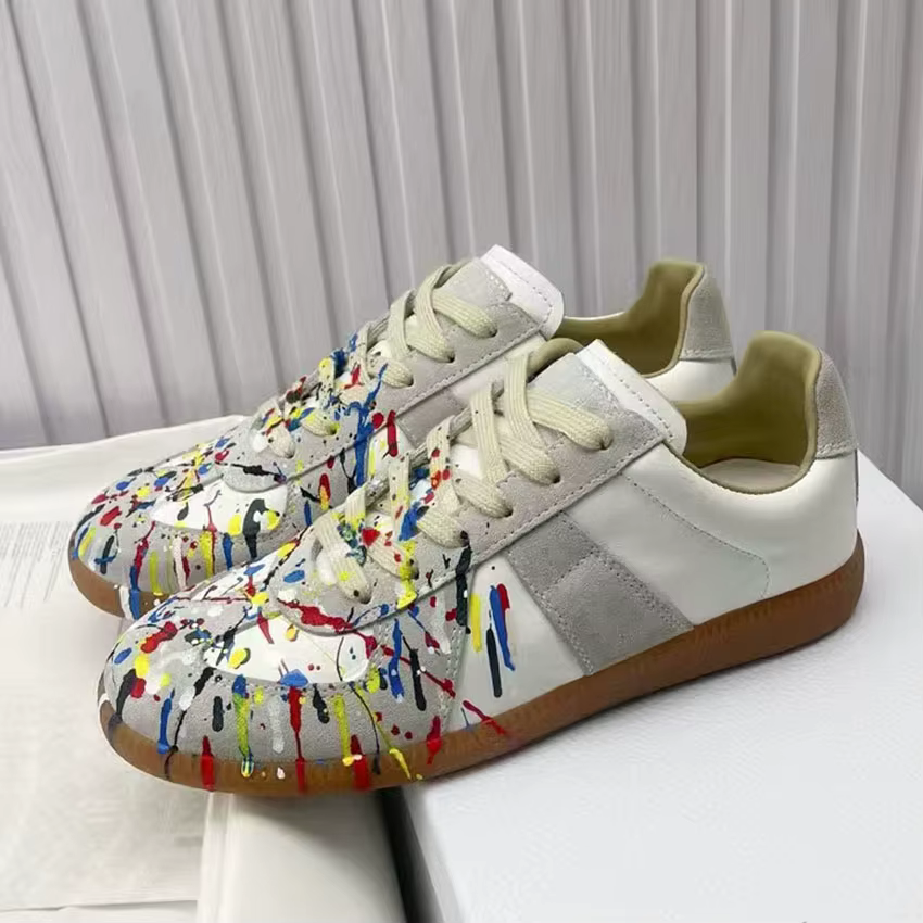Printemps décontracté Derby chaussures femme hommes en cuir Patchwork bout rond