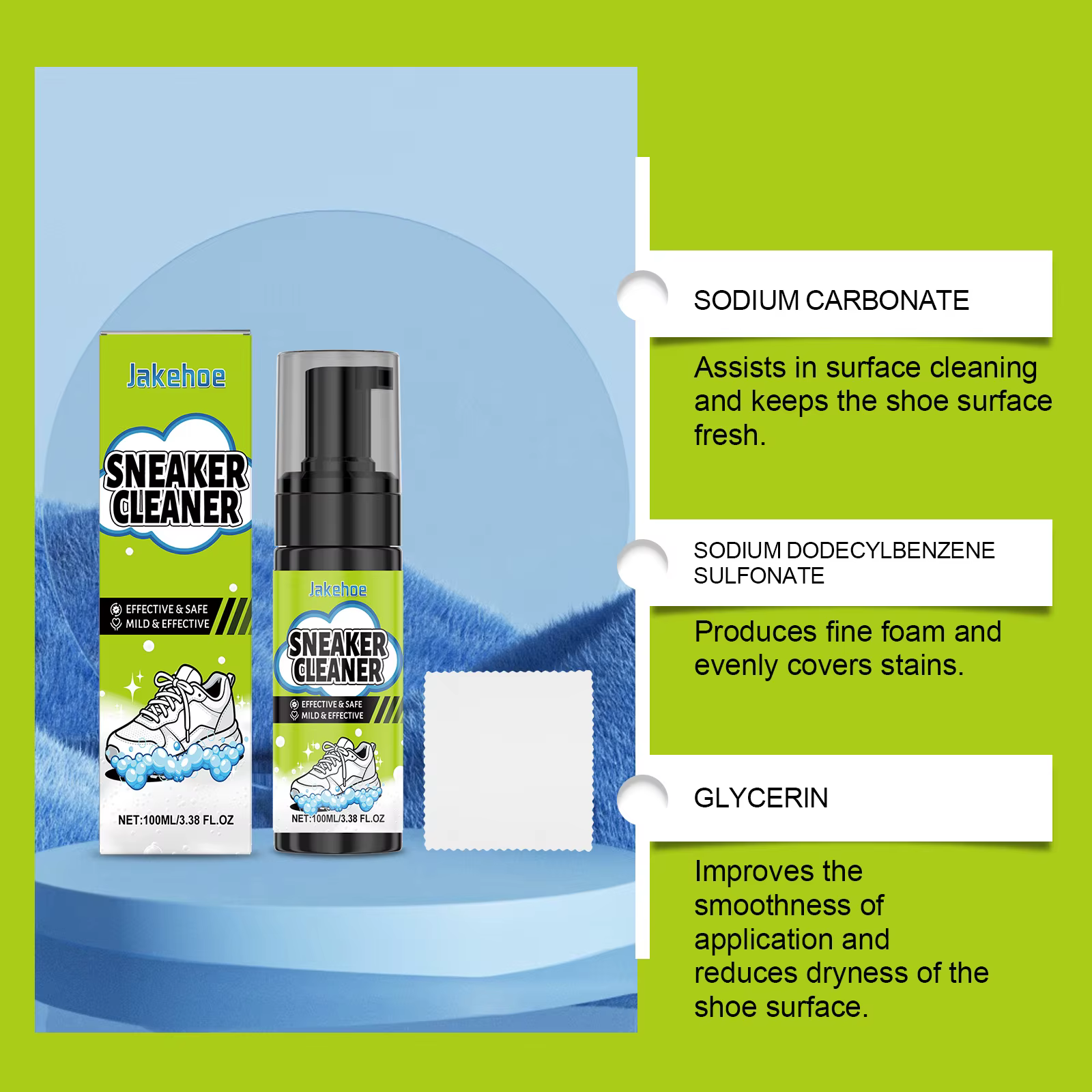 Kit de nettoyage de baskets – Un nettoyant quotidien sans rinçage avec mousse pour éliminer les taches jaunes et la