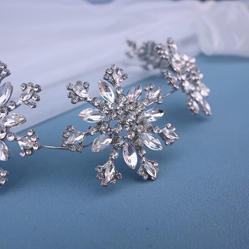 Coiffure de mariée élégante, cerceau de cheveux brillant, flocon de neige doux, robe de mariée de Style coréen, accessoires de coiffure de Style principal