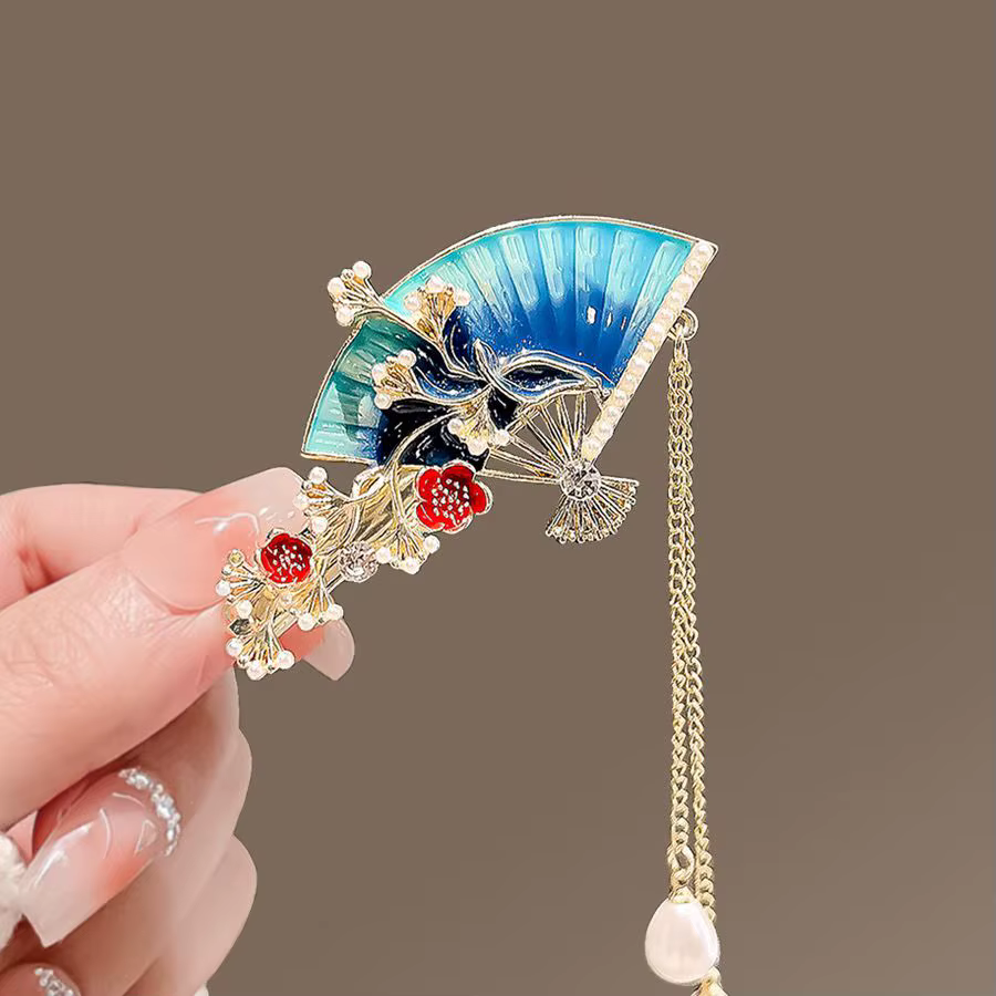 Accessoires de cheveux de style ancien pour femmes, design en forme d'éventail, pince latérale, pince élégante pour frange, épingle à cheveux, ornement capillaire