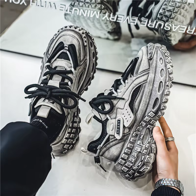 Chaussures pour hommes 2025 printemps nouveau Style semelle épaisse hauteur augmentant maille décontractée respirant mode tendance confortable grosses baskets