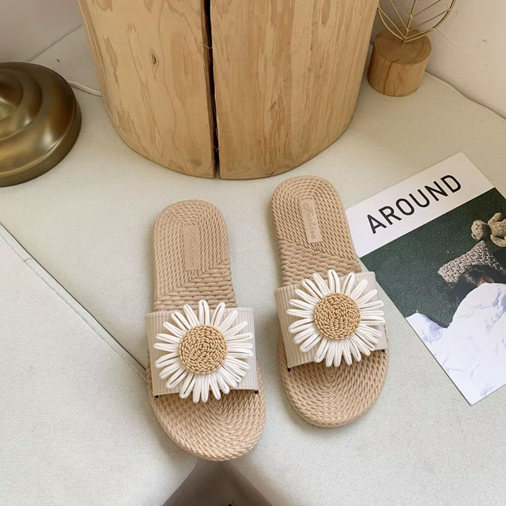 Sandales plates élégantes en PVC à fleurs