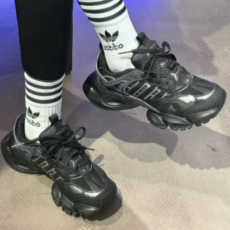 Adidas XLG Runner Deluxe Noir Semelle Épaisse Amorti Souple et Élastique Chaussures Rehaussantes Unisexe Homme Femme Sneakers JR3086
