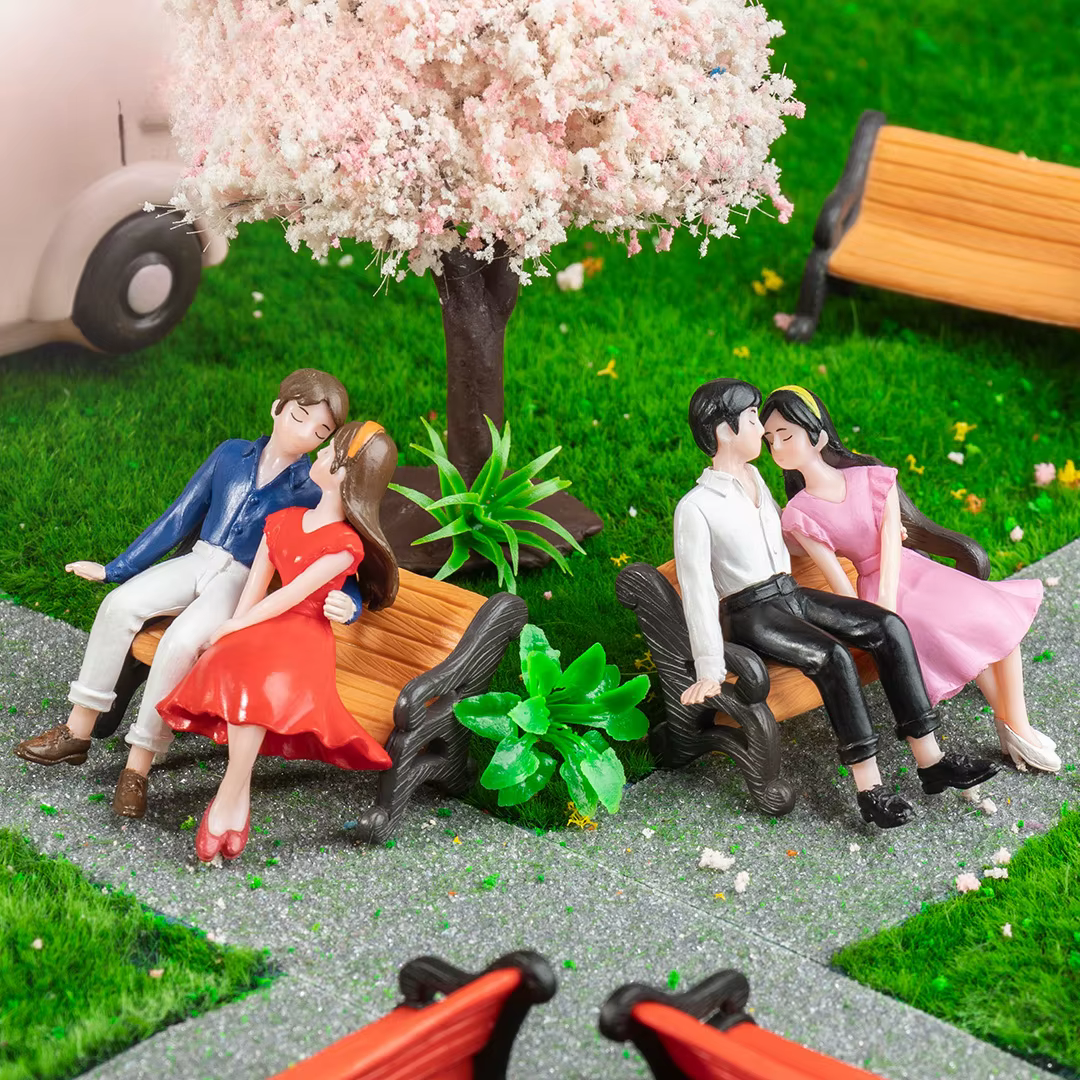 Accessoires de jardin féerique miniatures, 2 pièces, Statue d'ornement d'amoureux mignons Kawaii, Figurines de paysage de jardin de maison, décoration de maison de poupée