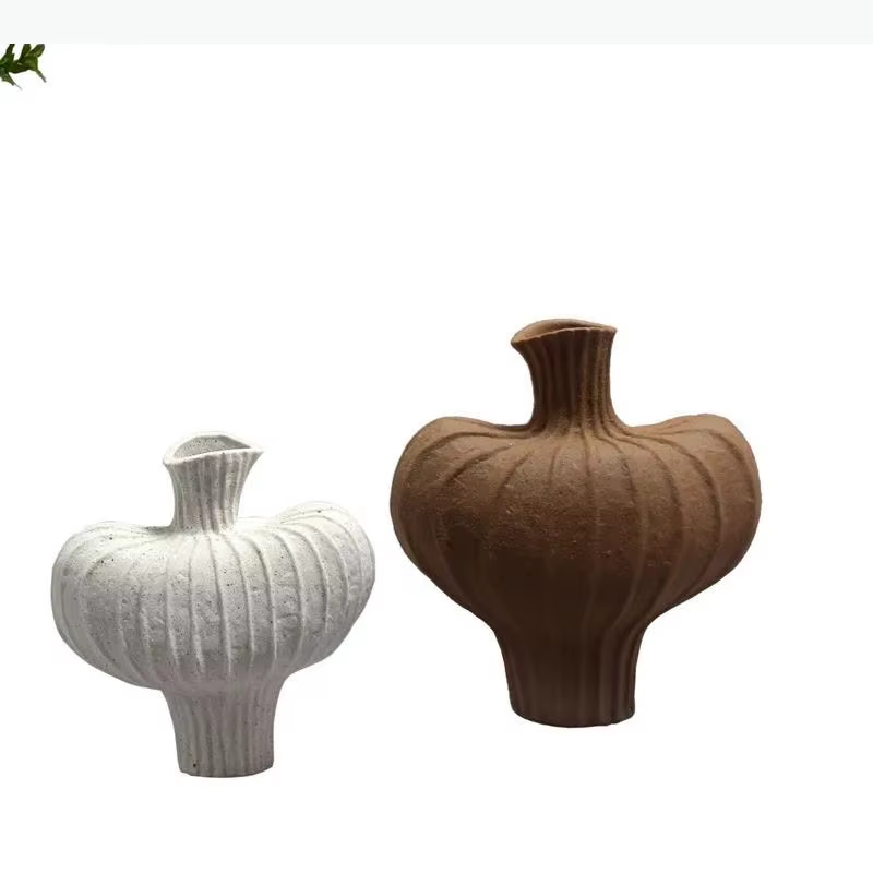 Vase en céramique style grès pour fleurs artificielles, arrangement floral décoratif, décoration de bureau, vases floraux créatifs irréguliers