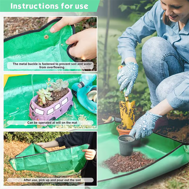 Tapis de transplantation de Pots de fleurs, tapis de plantation de jardinage, tapis de repottage de plantes PE, pliable et étanche, tapis de jardinage