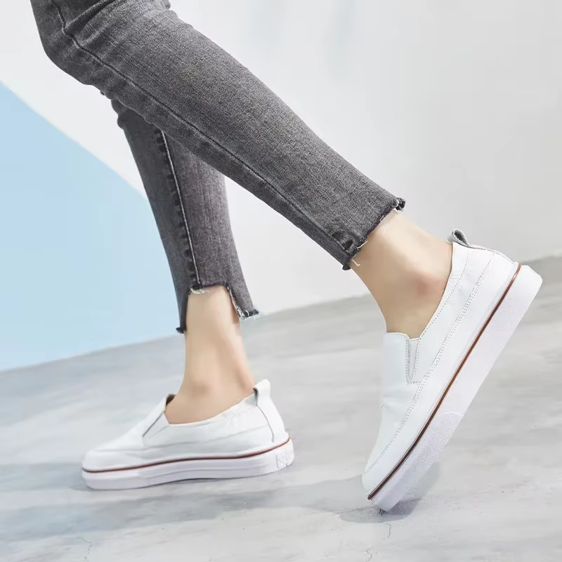 Baskets de mode femmes chaussures en cuir véritable plat printemps automne