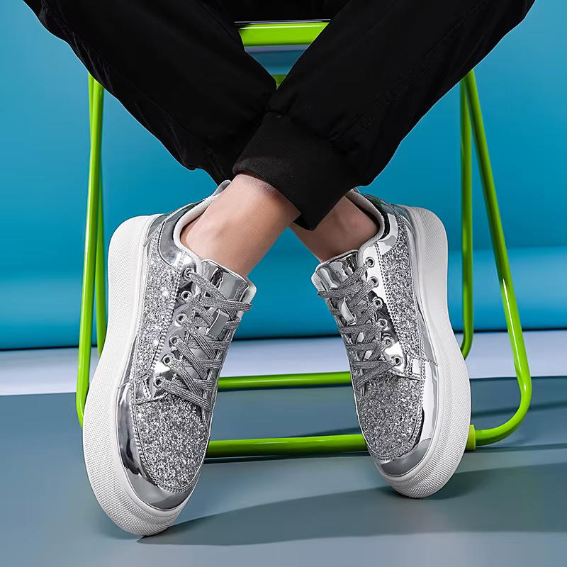 Baskets à paillettes argentées pour hommes