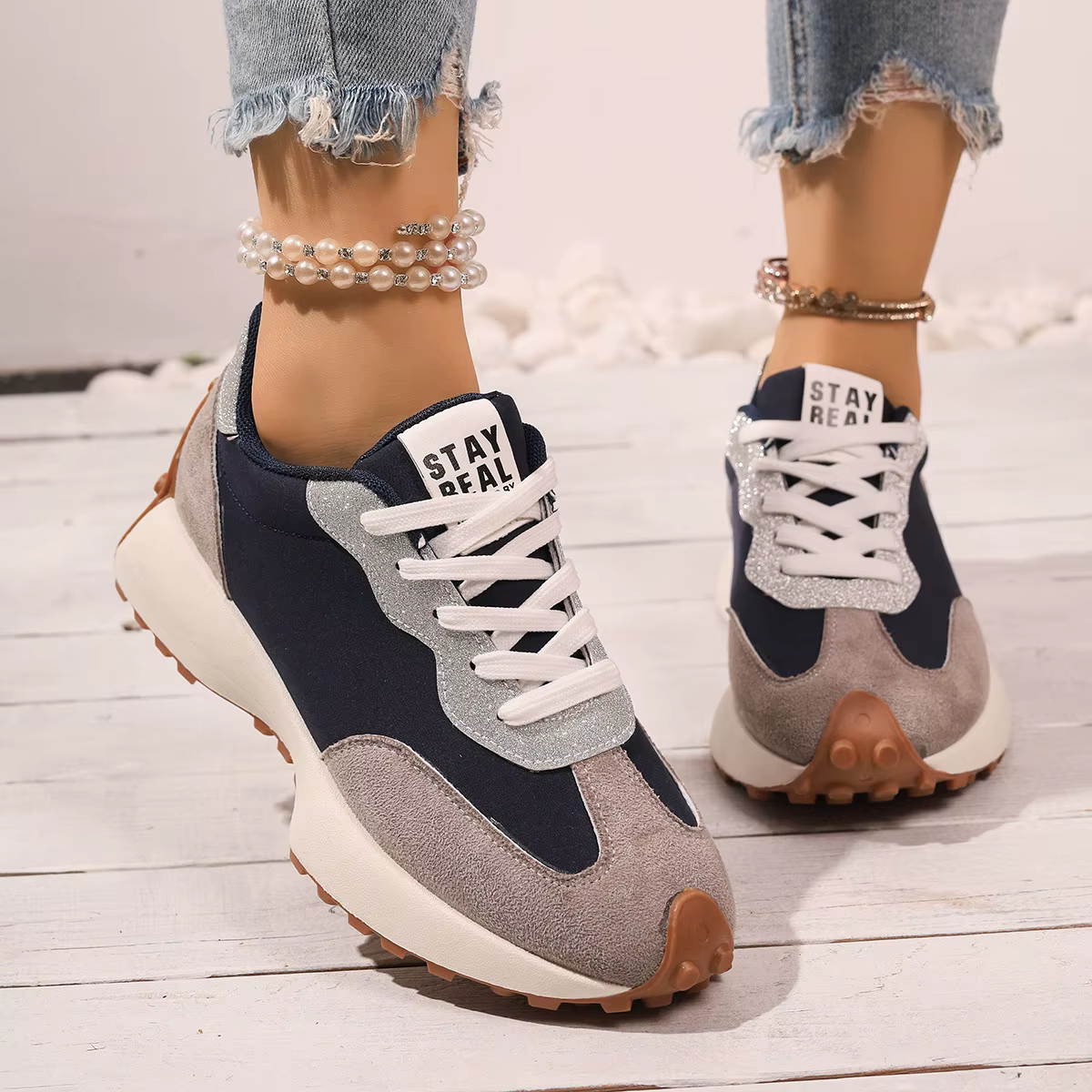 Femmes baskets chaussures de marche décontractées femme automne mode à lacets