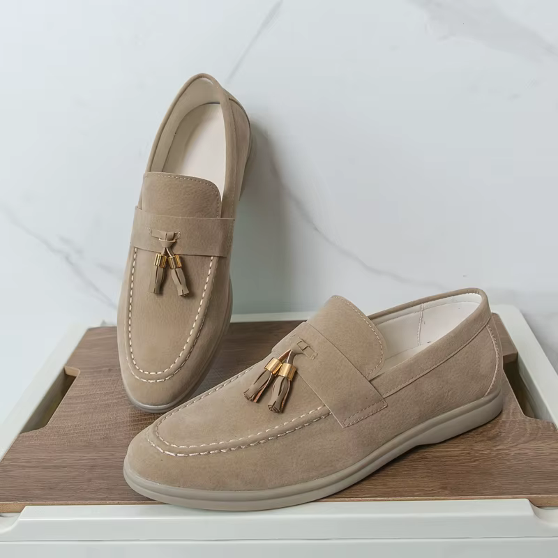 Designer hommes mocassin glands sans lacet mocassins chaussures en cuir suédé