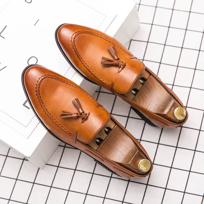Wedding Shoes For Men Slip On Loafers Trend Tassels Leather