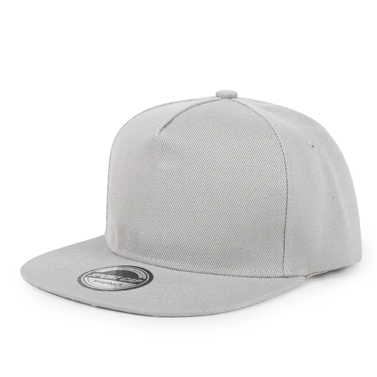 Casquette à visière plate de couleur unie à cinq panneaux avec logo imprimé personnalisé