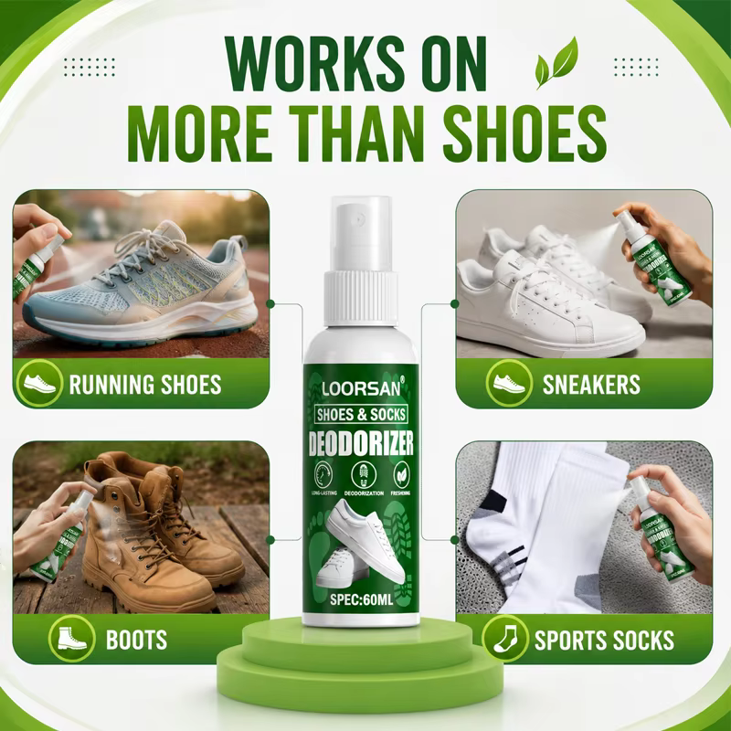Spray désodorisant puissant pour chaussures, neutraliseur d'odeurs instantané, rafraîchisseur longue durée pour baskets, bottes, chaussettes et armoires à chaussures