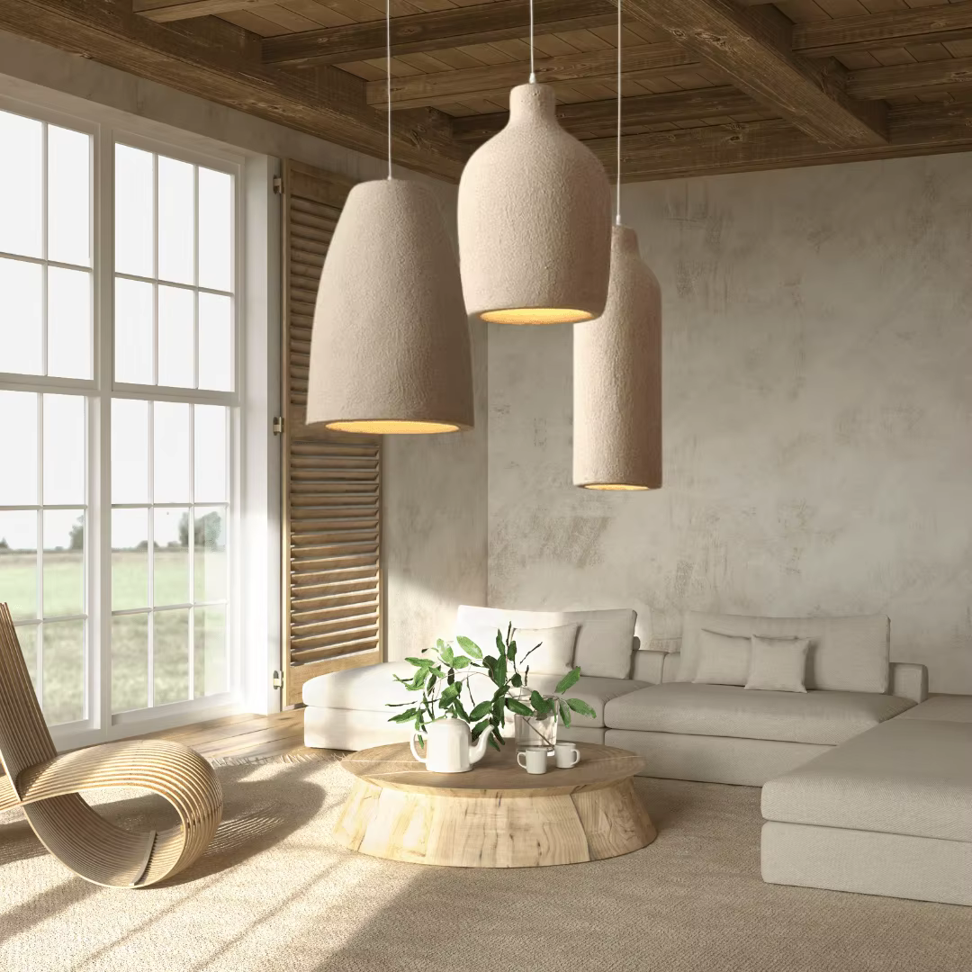 Wabi-sabi Style japonais Restaurant jaune travertin lustre Bar moderne chambre lampe de chevet minimaliste décoration de la maison LED