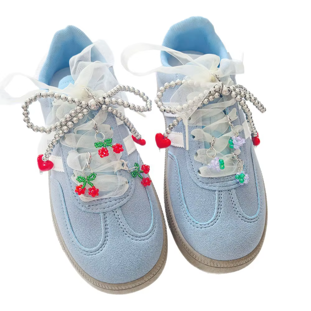 Lacets de chaussures en perles de raisin cerise