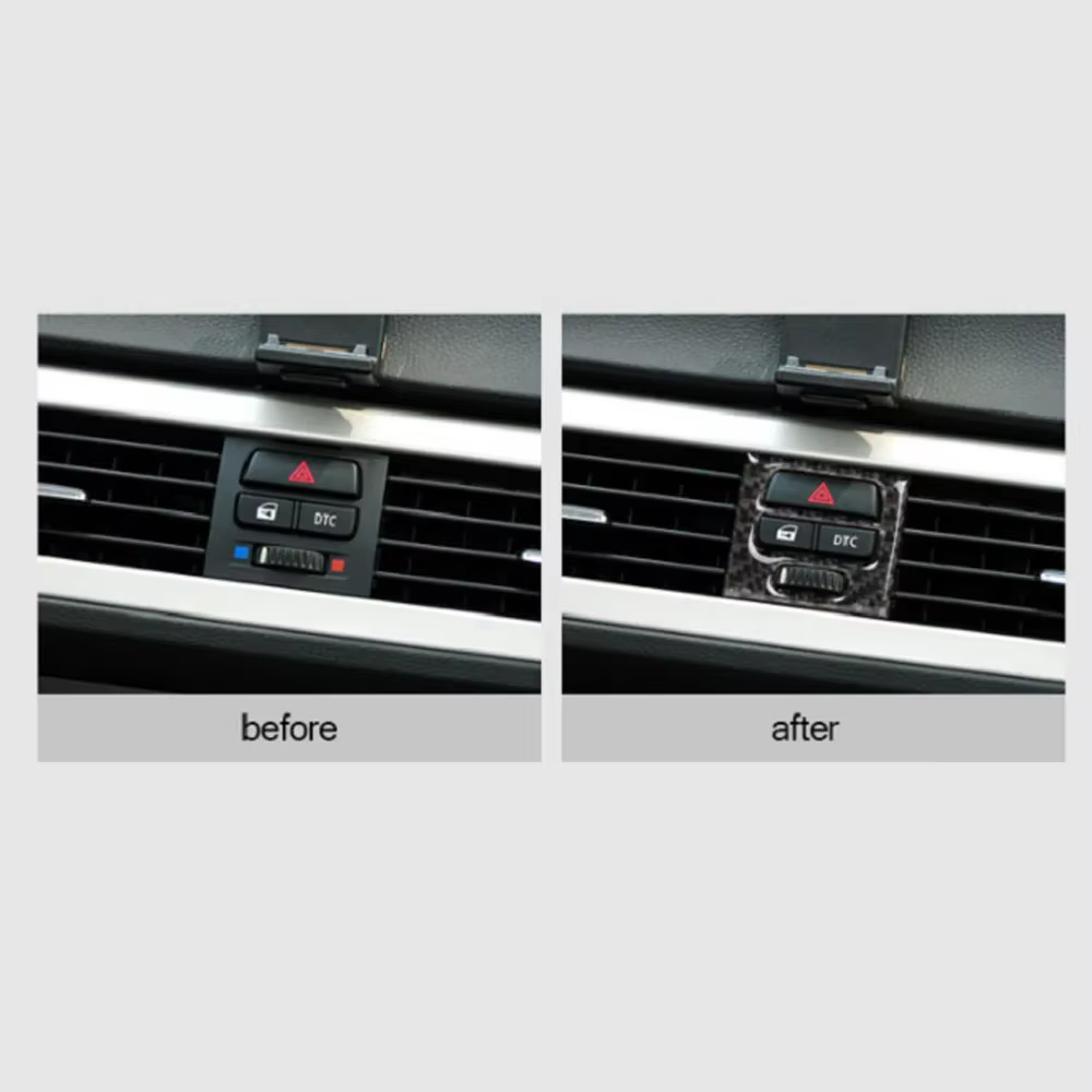 Autocollant intérieur en fibre de carbone pour voiture, garniture de sortie d'aération centrale, accessoire automatique, BMW E90, E92, E93, nouveau, 5 pièces